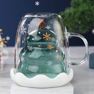 【CW】♘✸  300ML Glass Cup Heat-Resistant Wall Mug with Lid Gifts B03E