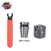 ER11 Spring Clamps Set 1pc ER11 1/4mm 1/8mm Collet Chuck 1pc Collet Wrench 1pc M Type Black Nut CNC Milling Lathe Holder เครื่องมือ