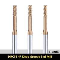 BEYOND 1pcs HRC55 4 ขลุ่ยร่องลึก End Mills 1mm 2mm 2.5mm 3mm CNC Long Edge Milling Cutter Solid Carbide Coated Endmill