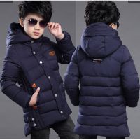 2022 New Winter Keep Warm Teenage Boys Jacket 3-14 Years Long Slim Fit Fashion Hooded Coat For Kids Children Outdoor Windbreaker