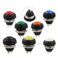 5PCS DIY Mini 12mm Momentary Waterproof Push Button Switch Horn Blue White Green Red Yellow Black 1A 250V Self-reset 1PC