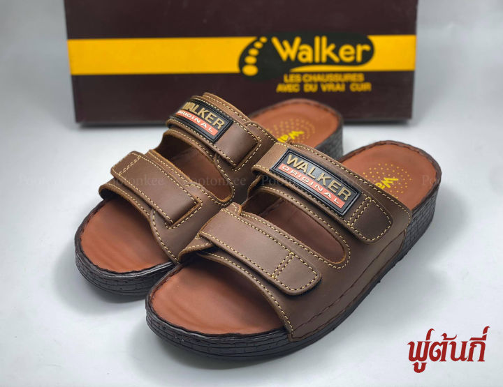 รองเท้า-walker-รหัส-wb711-รองเท้าแตะวอคเกอร์-สีดำ-น้ำตาล-ของแท้-100-หนังแท้