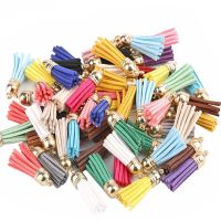 【YF】ﺴ▼  20/50pcs 35Color Gold Sliver Cap Suede Faux Leather Tassel Earrings Pendant Diy Keyring Charms Jewelry Making Supplies Wholesale