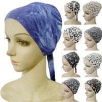 【YF】 Muslim Full Cover Inner Hijab Caps Arab Head Wraps Printed Underscarf Bonnets Hat Multi Style Headwear Hats for Women Cap