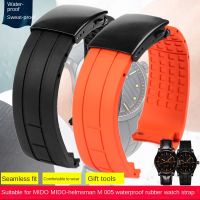 Arc Mouth Watchband 22Mm 23Mm untuk Mido Rubber Watch Strap M005/M005.430/M005.614 Citizen Blue Angel Hitam Orange Blue Bracelet