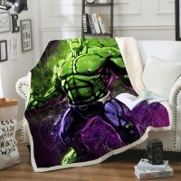 2023 in stock  Hulk Spider-Man Iron Man Captain America Funny Character Blanket 3D Print Sherpa Blanket on B，Contact the seller to customize the pattern for free