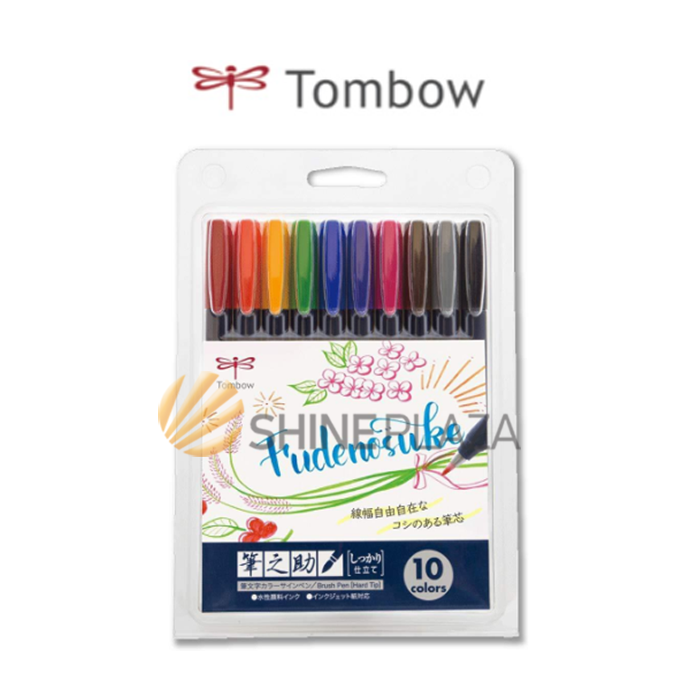 Tombow Fudenosuke Brush Pen Hard Tip Set 10 Art Markers Lazada