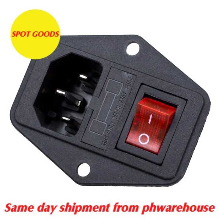 3 Pin IEC320 C14 Inlet Module Plug Fuse Switch Male Power Socket 10A ...