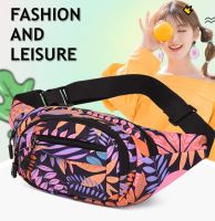 Fashion Casual Oxford Travel Crossbody Bags Men Women Large Capacity Sport Fanny Pack Belt Bag Banana Leaf Printed Waist Bags