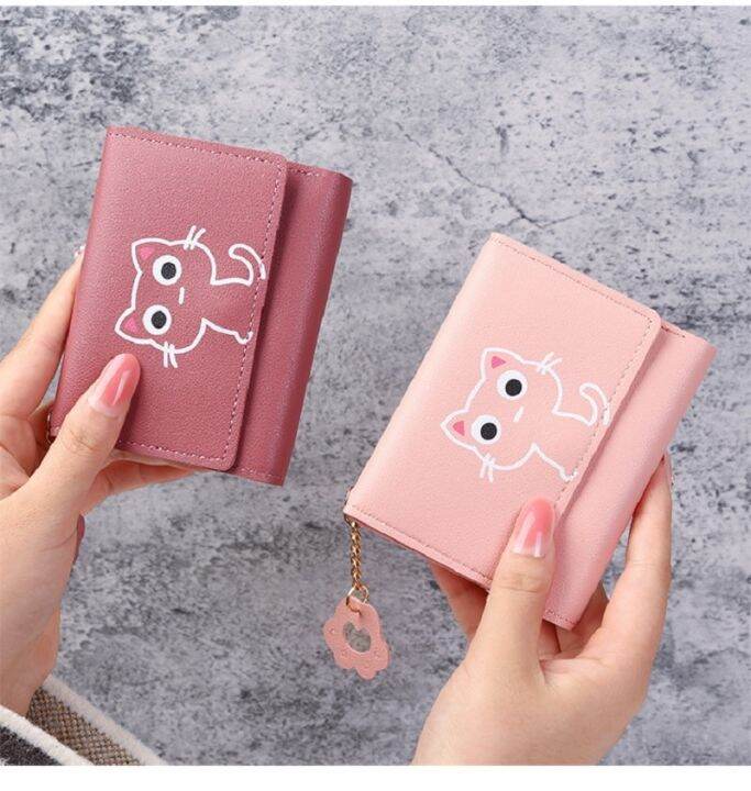 2023-new-womens-wallet-cute-cat-short-wallet-leather-small-coin-purse-girls-money-bag-card-holder-ladies-female-hasp-wallet