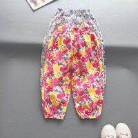 Summer Babys Girls Boys Cool Breathable Beach Pants Sweet Girls Flowers Pants Kids Casual Print Retractable Feet Pants