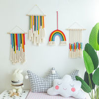 （HOT) แฮนด์เมด diy กระเป๋าวัสดุ ins ผ้าทอสีรุ้งสำหรับสาวๆผ้าแขวนแขวนแขวนบนท้องฟ้าแบบสร้างสรรค์เชือกฝ้ายสำหรับเด็กในห้องนอน