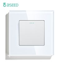 BSEED Mechanical Wall Light Switch Bedroom Button Switch 1/2/3Gang 1Way With Glass Frame Power Switch 250v White Black Power Points  Switches Savers