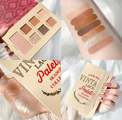 COCO VENUS LOOK BOOK VINTAGE LACE PALETTE มินิเซทอายแชโดว์+บลัชออน โทนสีนู้ดน้ำตาล พิกเม้นท์สีสวยแน่นชัด