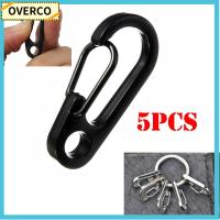 OVERCO 5pcs กลางแจ้ง เครื่องมือ พวงกุญแจ แหวนแยก สปริงหัวเข็มขัด คาราไบเนอร์สแตนเลส พวงกุญแจ