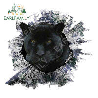 EARLFAMILY 13เซนติเมตร X 11.9เซนติเมตรหักแก้วสัตว์เสือดำรถรูปลอก3D บิ๊กแมวสติกเกอร์รถด้านหลังกระจกแตกสติกเกอร์