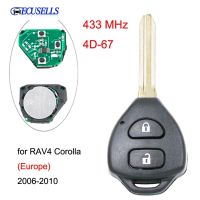 【☸2023 New☸】 qiukekang81481 2ปุ่มกุญแจรีโมท433Mhz พร้อมชิป4d67ด้านในสำหรับ Toyota Rav4 Corolla 2006ยุโรป2007 2008 2009 2010