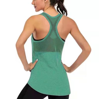 [COD] เสื้อกั๊กออกกำลังกายโยคะแขนกุดสำหรับผู้หญิงแบบอเมซอนเสื้อโยคะเปิดหลังตาข่ายระบายอากาศ 9 สีสวย 4 รหัส