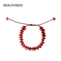 coral bracelet red bracelets For Women Girls Lucky Jewelry Female Rope Braid Adjustable Lucky Charm Bangles