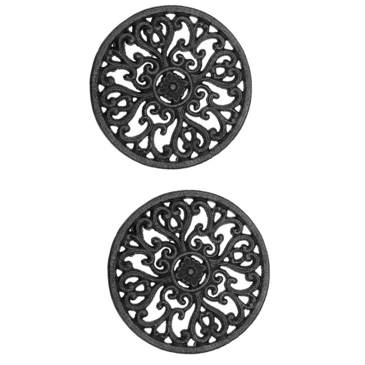 2x-round-cast-iron-trivet-6-7inch-iron-heat-insulation-trivet-non-slip-potholders-for-kitchen-dining-table-decor