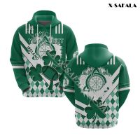 3D HOODIE-  2023 new design- Custom Ireland Rugby Shamrock Irish Celtic 3D Print Zipper Hoodie Men Pullover Sweatshirt Hooded Jersey Tracksuits Outwear Coat