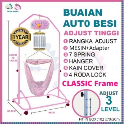 BUAIAN BAYI ELEKTRIK Good Baby automatic electronic Baby Cradle complete set with kain buaian spring cot with roda