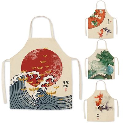 1 Pcs Flower Pattern Women Lady Apron for Home Kitchen Restaurant Chinese Style Cooking Bib Aprons Catering Anti-Fouling