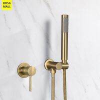 【LZ】❈✣  Rodada Handheld Shower Head Set Water Saving Bath Kit Chrome Gold preto cinza suporte de parede ajustável portátil