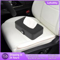 Lobobby กล่องกระดาษทิชชู่กระบังแสงรถ PU กันน้ำคลิปแบบแขวนที่วางผ้าเช็ดปากอเนกประสงค์สีดำ