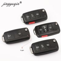 jingyuqin 10pcs 2/3/4/5 Button Folding Remote Key Shell for VW Tiguan Golf Sagitar Polo MK6 Touareg SEAT Flip Case Fob