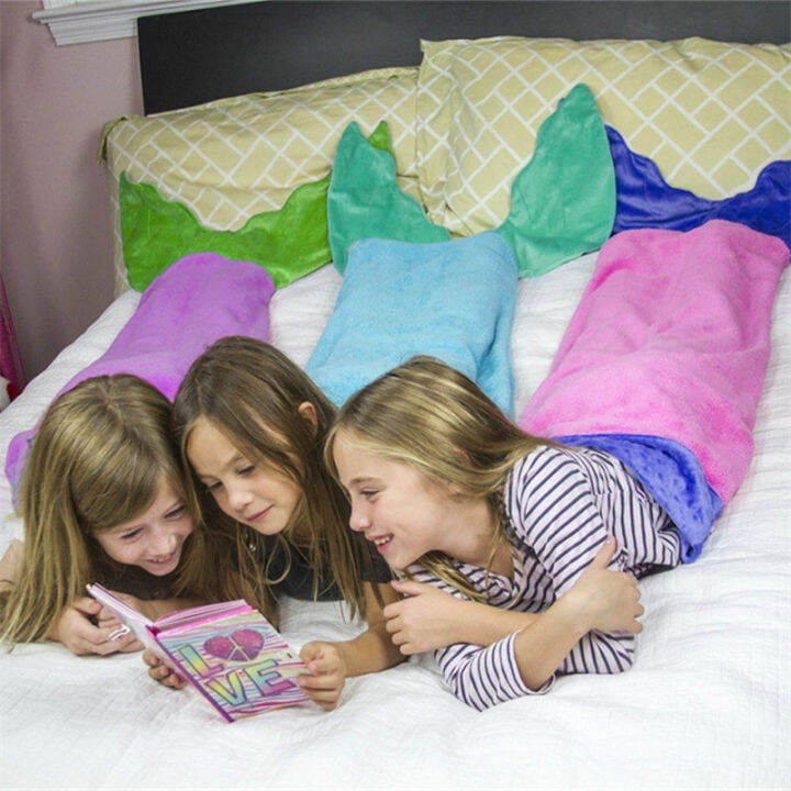 flannel-mermaid-blanket-shark-tail-children-thickened-sleeping-bag-sofa-cover-blanket-winter-air-conditioning-blanket-50x150cm