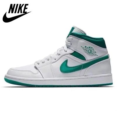 [HOT] Original✅ ΝΙΚΕ Ar J0dn 1 Mid White Green Middle Top Mens Shoes Womens Shoes Versatile Basketball Shoes