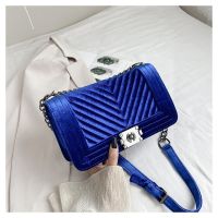 Luxury Brand Chain Shoulder Bag for Women Fashion Shiny Velvet Crossbody Bag 9 Colors Lock Designer Handbag Lingge Messenger Bag