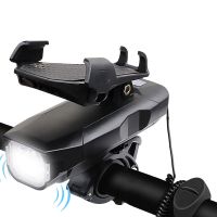 4000mAh 4in1 Bicycle Front Light Headlight Horn Phone Holder USB Cycling Lantern Flashlight Bike Lights Accessories