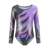 1pcs Children Girls Diamante Long Sleeve Ballet Practice Dance Wear Gymnastics Bright Body Suits Fitness Gymnastics