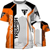 เสื้อยืด Triumph เสื้อทีเชิ๊ตพิมพ์ลาย3D ขี่มอเตอร์ไซค์เสื้อยืดคอกลมสำหรับผู้ชายเสื้อกีฬาแฟชั่นเสื้อเสื้อยืดเปิดไหล่สำหรับเด็ก