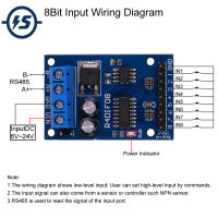 8Bit ระดับต่ำ TTL เป็น RS485แปลงโมดูล Modbus RTU PNP สวิทช์สัญญาณสะสม DC 12โวลต์24โวลต์