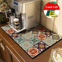 Kitchen Dish Drying Mat Absorbent Drain Pad Kitchen Rugs Coffee Bar Mat Cup Bottle Placemat Tableware Pad Alfombra Tapis Cuisine