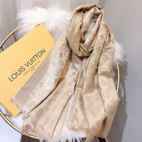 L Classic Scarf Gold Silk Cotton Muffler Long Scarf Sunscreen Fashion All-match Gold Thread Ladies Cowl Noble Fashion Jacquard Women Gift obk