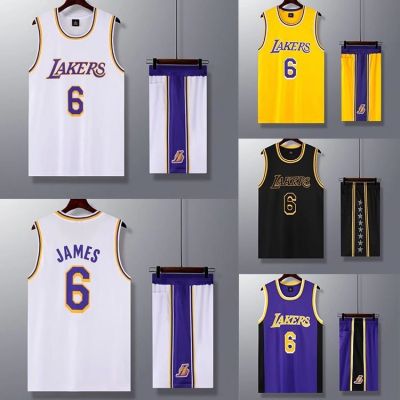 Kids NBA Los Angeles Lakers 6 LeBron James High Quality Dri-FIT Basketball Jersey Uniform Suit