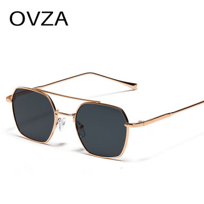 OVZA แว่นกันแดดทรงสี่เหลี่ยมสำหรับผู้หญิงเลนส์ไล่ระดับสีแว่นกันแดดชาย2022กรอบลำแสงคู่ S4002
