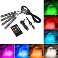 [ANYA Auto Parts] EURS 4ชิ้น/เซ็ต RGB LED ชุดไฟภายในรถจัดแต่งทรงผมตกแต่งภายในบรรยากาศแสงและการควบคุมเพลงระยะไกลไร้สาย