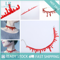 LF Wholesale✨Flash Sale ✨ ฮาโลวีนปาร์ตี้ชุดลูกพังก์ร็อค deathrock เลือด Red Stitch Choker สร้อยคอ