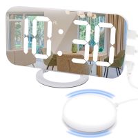 LED Alarm Clocks B , LED Clock with Temperature Display Snooze Dual USB Output , Adjustable Brightness