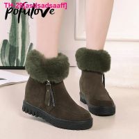 asdsadsaaff Pofulove botas de inverno cunha sapatos femininos plataforma Grossa pele quente tornozelo camurça neve preto verde tamanho 41