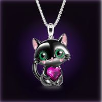 Fashion Love Crystal Cat Pendant Necklace Natural Love Crystal Cat Animal Jewelry for Women Valentines Day Gift Korean Fashion Headbands