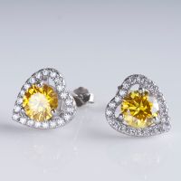 Moissanite Stud Earrings for Women Original 925 Sterling Silver With pink yellow color Ladys Diamond Earrings 2023