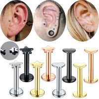 1PC Steel Labret Piercing Stud Earring Heart Star 16G 8mm Internal Thread Pircing Conch Helix Tragus Piercing Punk Body Jewelry Body jewellery