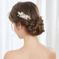 Wedding Hair Comb Porcelain Flower Women Hair Piece Gold Silver Color Leaf Women Prom Accessories