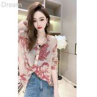 Hot Womens Popular shirt Bohemia spring and summer thin shirt loose Hong Kong style flower shirt for women V729